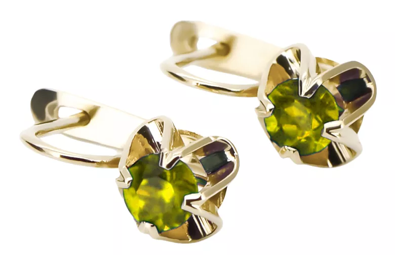 Żółty Perydot 14k żółte złoto Kolczyki Styl Vintage vec018y